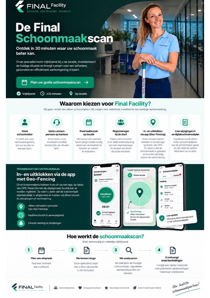 Voorbeeld van de onepager De Final Schoonmaakscan